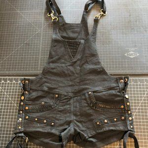 Black Shorts Overalls Goth Burner